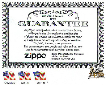 Zippo garantie